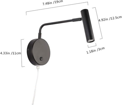 Joossnwell Wall Lamps that Plug in, Bronze Metal Industrial Wall Spotlight with Switch on Off for Home Bedside Lighting Fixtures Warm White 3000K 1 Pack