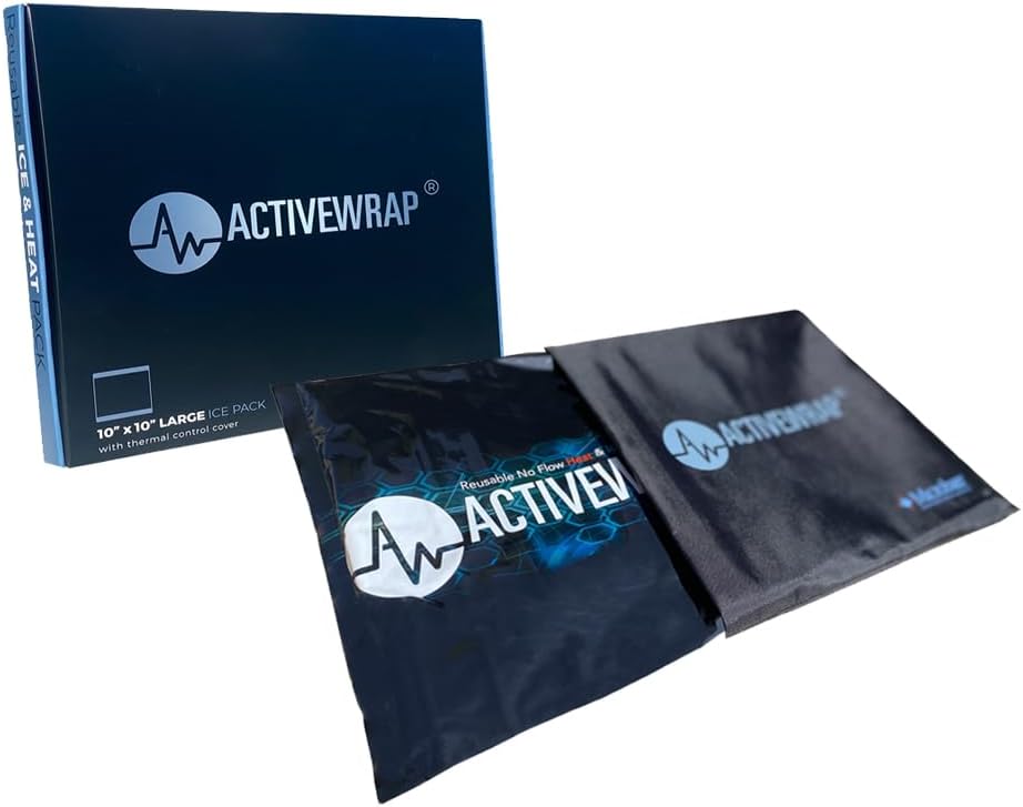 ActiveWrap Ultra Flex Ice & Heat Pack, Large (7" x 10") – Gel Ice Packs Reusable for Knee & Shoulder, Hot & Cold Therapy, Flexible No-Flow Gel, Includes Nylon Protective Pouch (2 Count)
