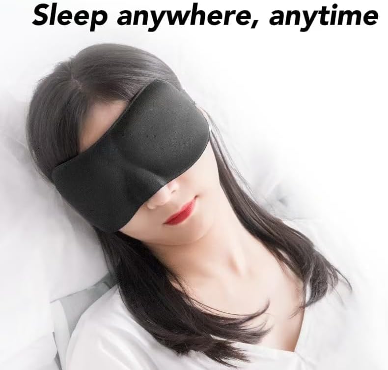 Sleep Mask for Side Sleepers with 3D Contoured Eye Cover – Light Blocking and Zero Pressure, Soft Breathable Fabric, Adjustable Strap for Women and Men, for Travel, Airplane, Nap, Meditation, Black