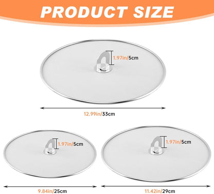 Splatter Screen for Frying Pan, 3 Pack 10, 11.5, 13 Inch | Fine mesh grease splatter guard for frying pans, skillets, woks, and sauté pans