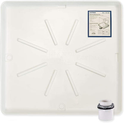 Eastman Washing Machine Drain Pan, 30 Inch x 32 Inch OD, Plastic Tray, White, 52525