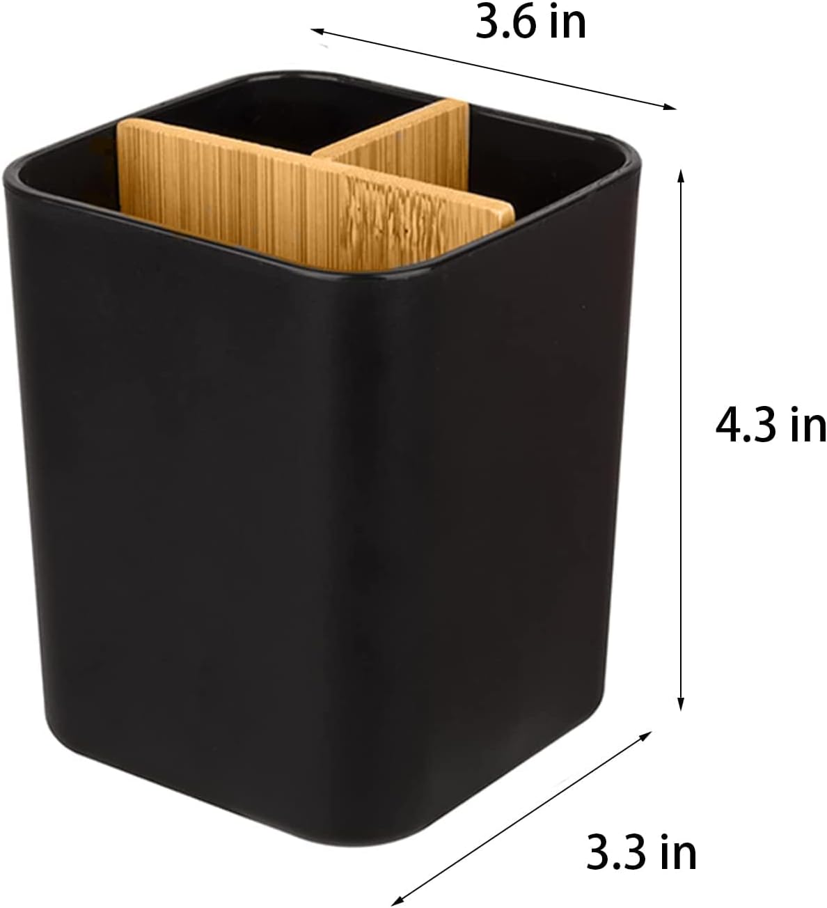 Bamboo Toothbrush Holder for Bathrooms Toothpaste Organizer - Black | Detachable Inserts, 3 Slots, Bathroom Counter Organizer, for Kids Electric Toothbrushes, Floss, Razors
