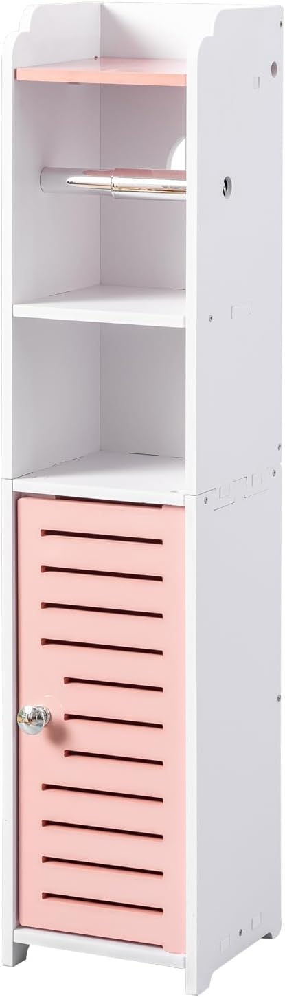 AOJEZOR Toilet Paper Holder Stand: Small Space Bathroom Storage for Renters