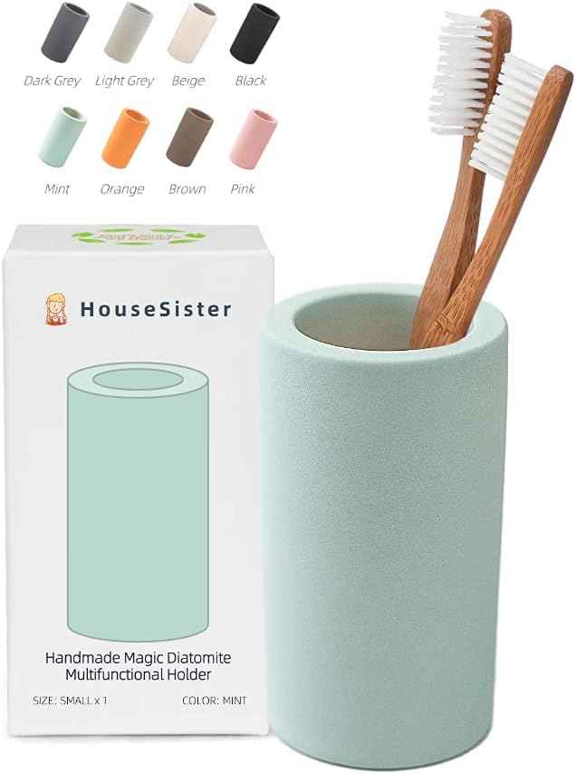 Fast-Drying Diatomite Toothbrush Holder - Bathroom Countertop Organizer Stand for Toothpaste, Makeup Brushes, Razors & Accessories (Dark Grey)