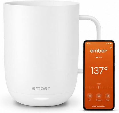 Ember Temperature Control 14oz Smart Mug 2, App-Controlled and Rechargeable Heated Coffee Cup Warmer with Intelligent LED Display, Sage Green.