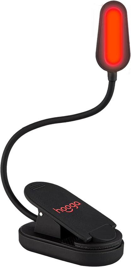 hooga Amber Book Light – Blue Light Blocking Reading Light for Bed, Stepless Dimming, Rechargeable Clip-On Night Light, 1600K Amber & 625nm Red LED for Night Reading
