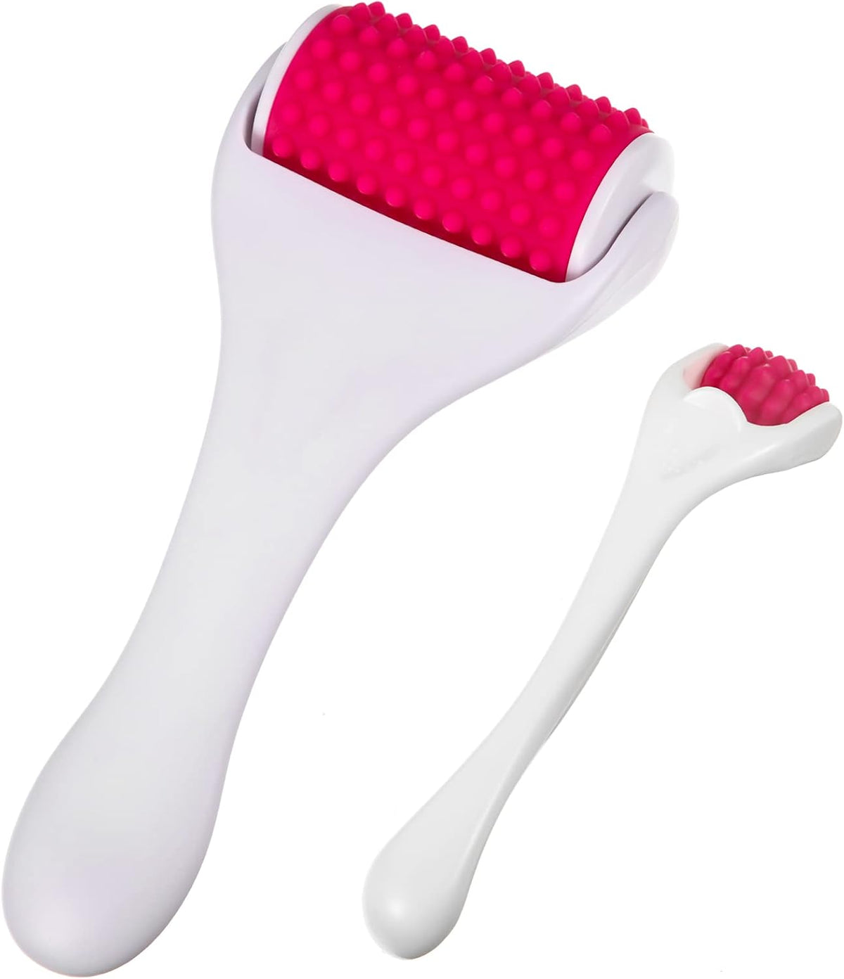 Tondiamo 2 Pcs Muscle Roller Portable Small Silicone Massager Roller Deep Tissue Muscle Massage Stick Cellulite Remover Scar Tissue Massager for Relief Face Neck Arm Back Leg(White,Silicone)