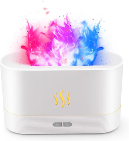 Colorful Flame Air Aroma Diffuser Humidifier, Upgraded 7 Flame Colors Noiseless Essential Oil Diffuser for Home,Office,Yoga with Auto-Off Protection 180mL (8Hours Black)