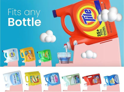 Liquid Laundry Detergent Holder Stand with Drip Tray - 1 Pack - White | Easy Pouring, Rubber Feet, Secure Strap, Angled Stand, Fabric Softener Dispenser for Laundry Room Organization & Storage