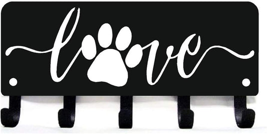Puppy Love Key Rack - 9 inch | Made in USA. 5 Hooks. Wall Mounted