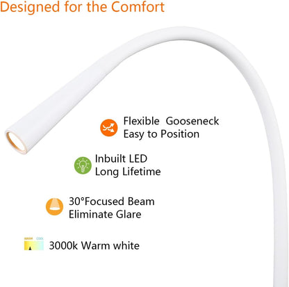 Wall Mounted Reading Lamp LED 3W Warm White 3000K Hardwired for Reading Matt Black(Black Hard-Wired 2PCS)
