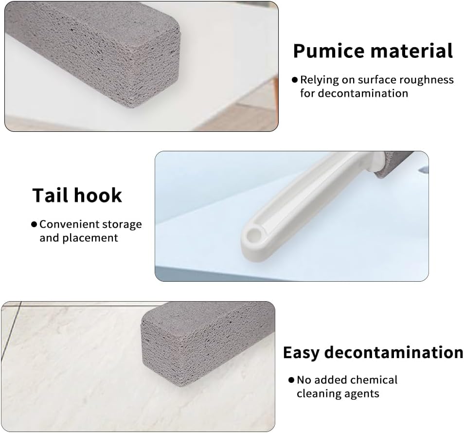Pumice Stone for Toilet Cleaning, Pumice Cleaning Stone with Handle, Toilet Cleaner, Pumice Stone, Toilet Wand, Toilet Bowl Cleaner Brush, Toilet Brush (2PCS Gray)