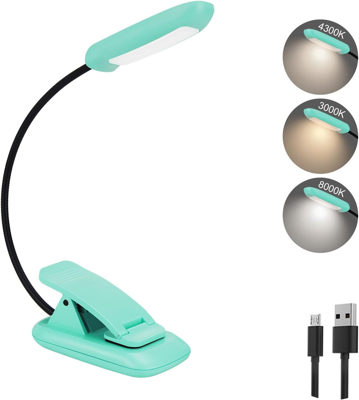 BIGMONAT Battery Operated Clip on Light, Dimmable Brightness Eye Care Book Reading Light, 360°Flexible Gooseneck Night Lighting for Home Office, Reading,Study (Orange)