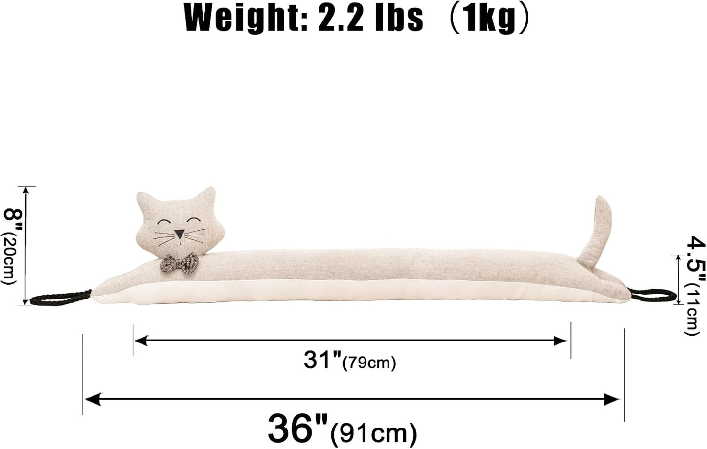 Under Door Draft Stopper Decorative Wind Stopper 36 inch for Door & Window, Weighted Animal Air Draft Stopper for Bottom of Door with Hanging Loops - Brown Dog