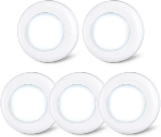 STAR-SPANGLED 2.8” LED Puck Lights Under Cabinet AAA Battery, 5 Pack White