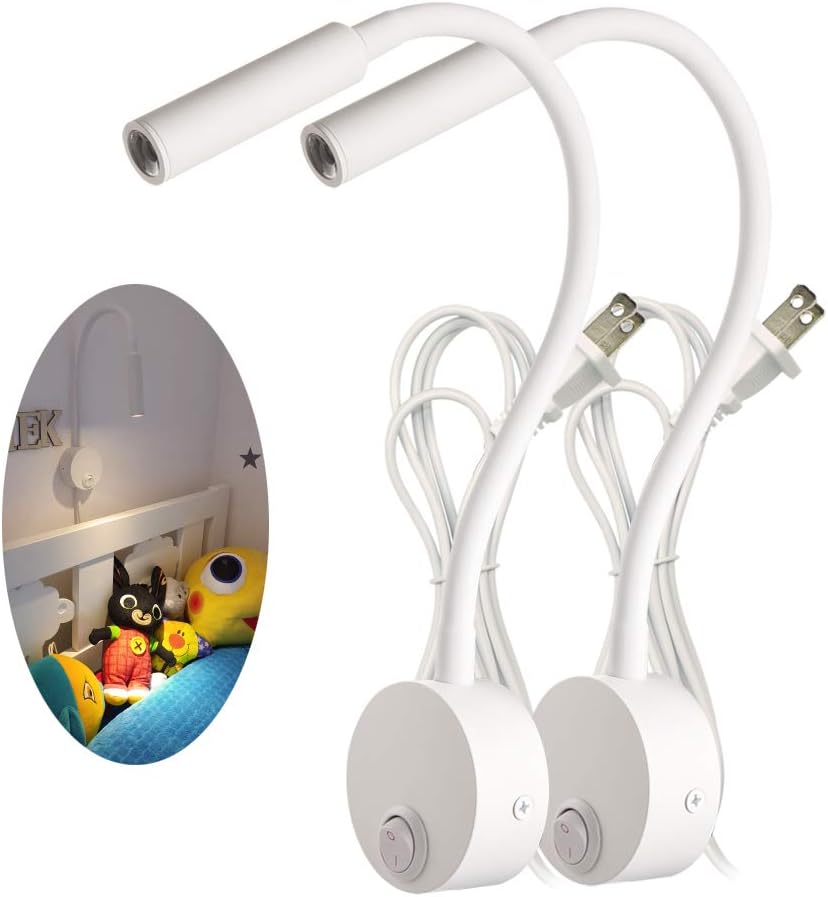 Wall Mounted LED Reading Lamp Focused 25° Spotlight for Bedroom headboard Marine Cabin Boat Yacht Interior Light Hotel Suite Hospital Patient Room Bedside Sconce 4.92ft Cord