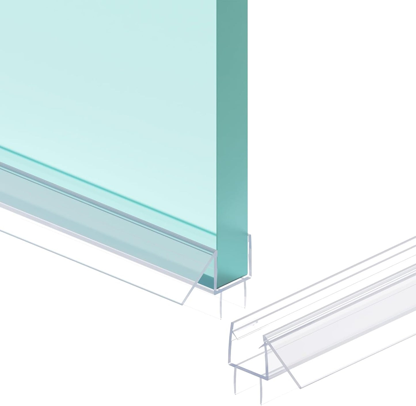 Shower Door Bottom Seal Strip, 2PCS Seal Strip, Ultra Clear PVC, 36" Length, Fits 6mm Thick Glass, Prevents Leaks, Easy Installation, No Adhesive Required (Ultra Clear, 36in for 1/4"(6mm) Door)
