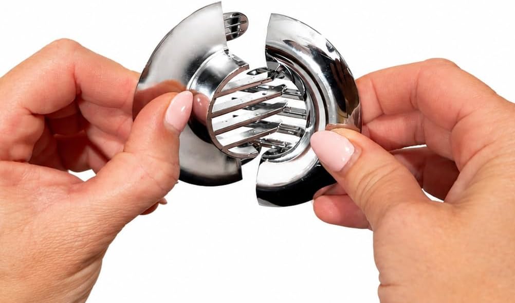 Bathtub Separating Hair Catcher for Drain – Patented No-Touch Two-Piece Hair Strainer, Prevents Clogs, Easy Clean Hair Removal, Fits Standard Tub Drains, Lightweight Design Chrome-Finish