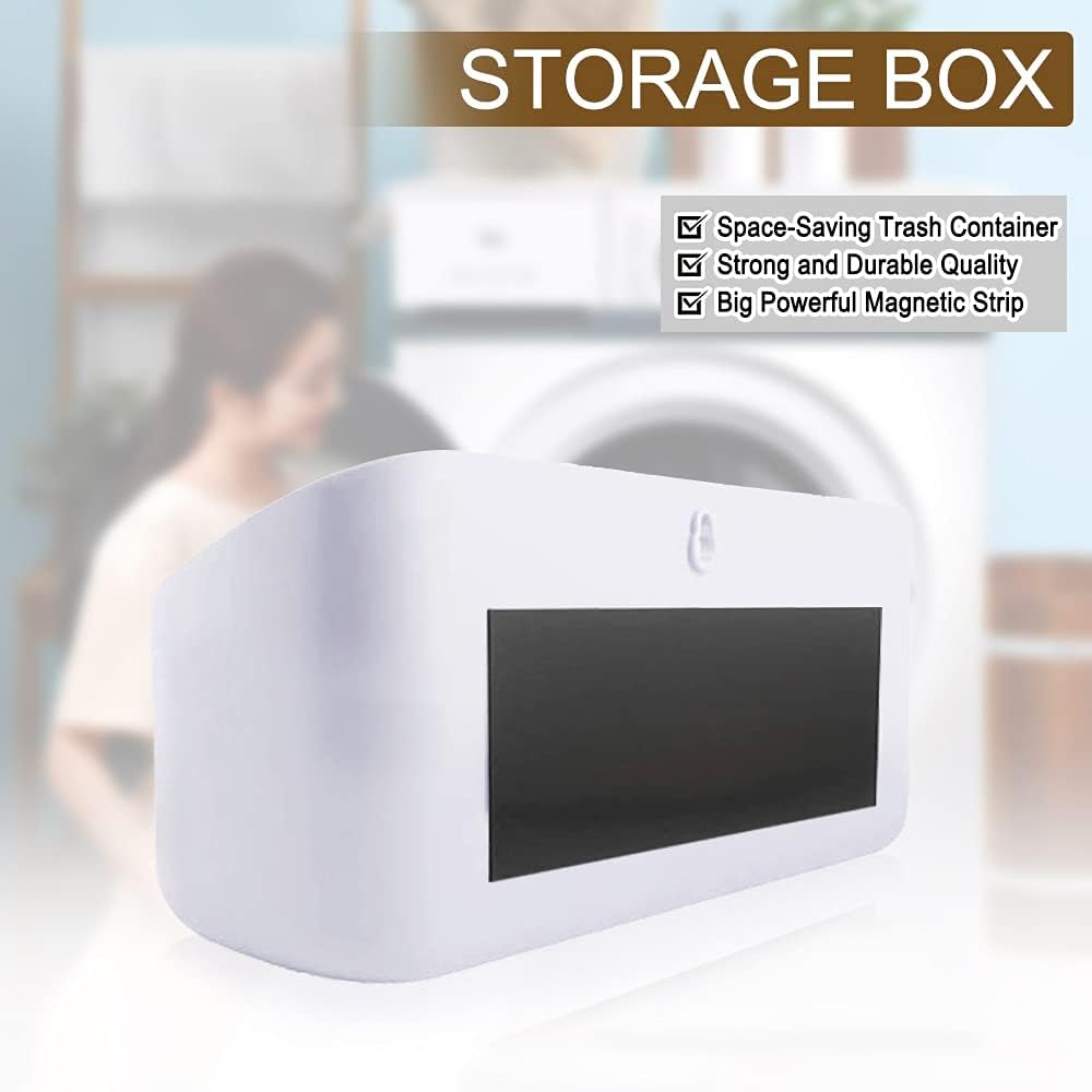 Picowe Magnetic Laundry Storage, Large Lint Holder Bin, Space-Saving Trash Container Hanging on Dryer, Washer or Wall Mount (Gray White)