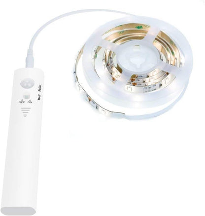 Motion Sensor LED Light Strip, 1M Closet Lights Battery Operated, 3000K Warm White for Under Cabinet Kitchen Lights, Cupboard, Counter, Stairs,Wardrobe, Under Bed Night Lighting