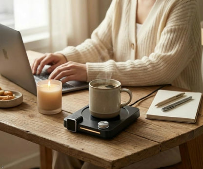 Coffee Mug Warmer for Desk, 40W Electric Cup Warmer with Digital Display, 9 Temp Settings, 1–12H Timer & Auto On/Off, LED Display Candle & Beverage Warmer Plate.
