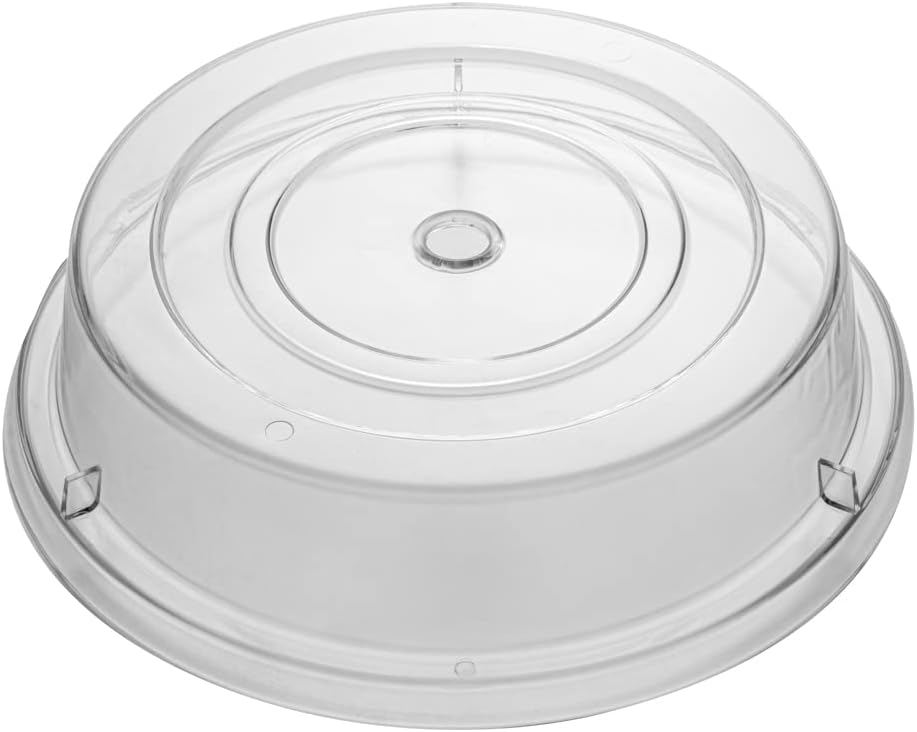 Restaurantware Cater Tek 11 Inch Polycarbonate Plate Cover 1 Shatterproof Dish Cover - Microwavable Endures Up To 210F Clear Plastic Splatter Cover With Finger Hole For 11 Inch Plates