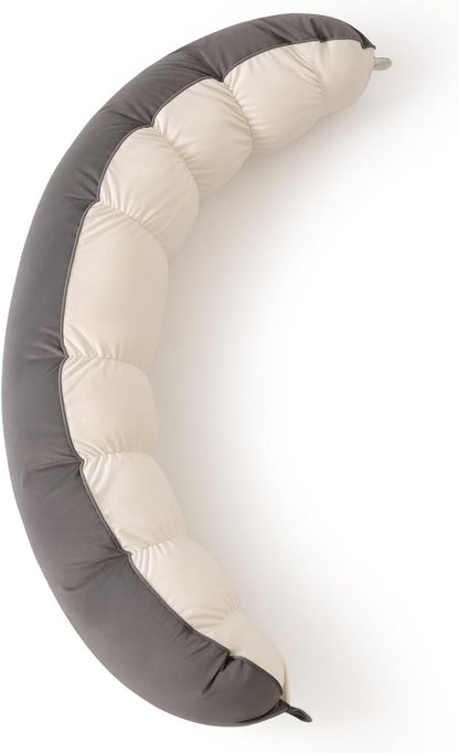 Peallow(Pat. Pend) – Long Round Body Pillow for Adults, Bolster Pillow for Sleeping, Soft and Supportive Pillow for Sleeping & Lumbar Support (Green-White, 29.5")