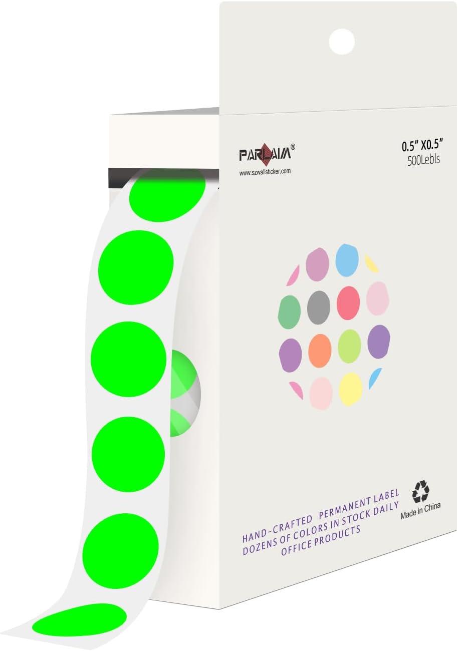 1/2 Inch Round Sticker,4 Rolls 2000Pcs Small Dot Stickers Color-Code Dots