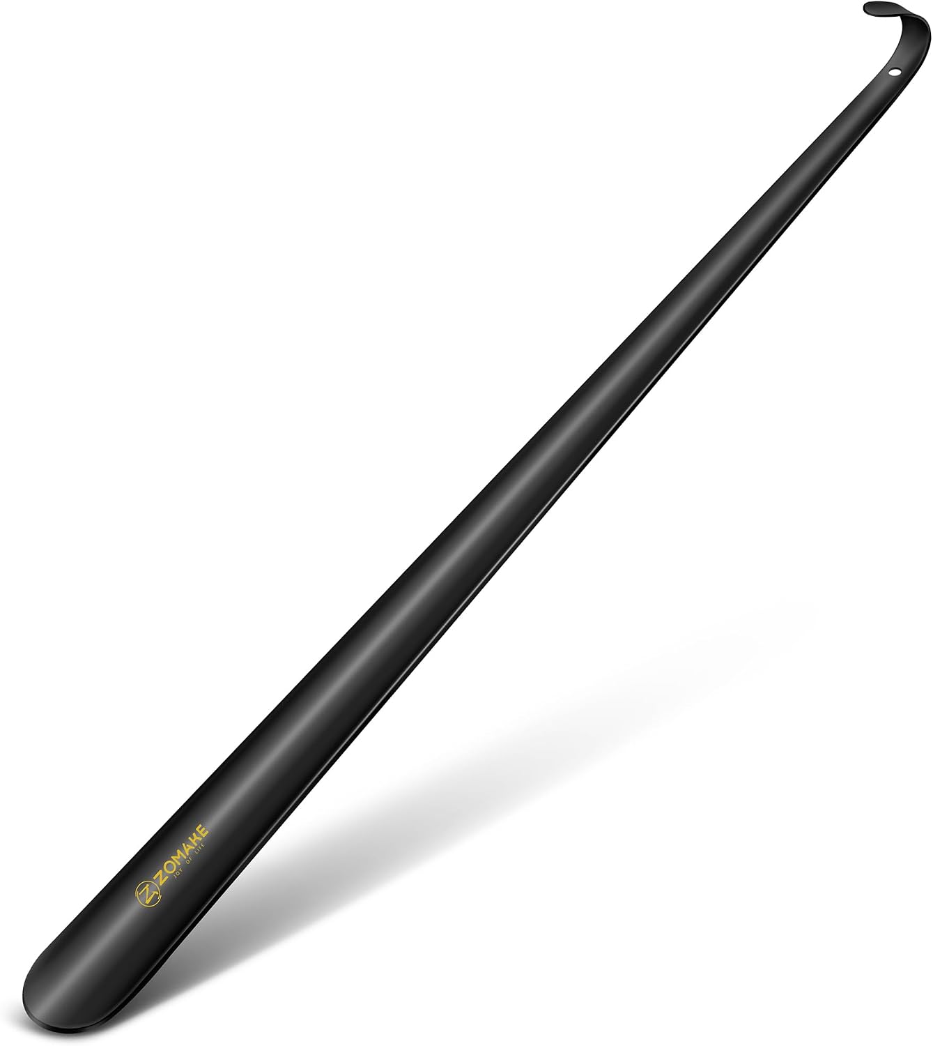 ZOMAKE Shoe Horn Long Handle for Seniors Men Women, Metal Shoehorn 16.5" | Stainless Steel Boot Horn Shoe Spoon Helper, Smooth Rounded Curve, Comfort Grip, No Bending Over, Shoe Care for Daily Use
