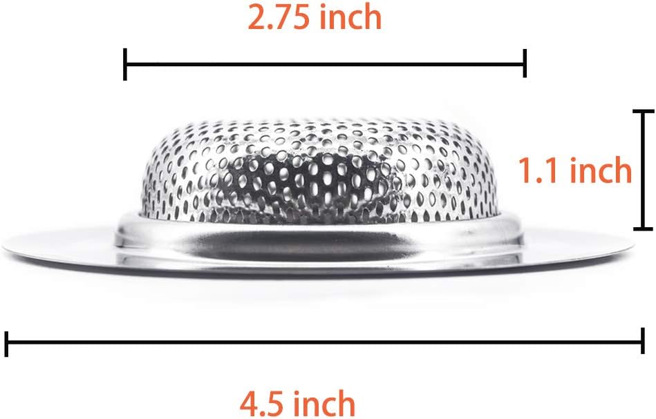 2 pcs Heavy Duty Stainless Steel Slop Basket Filter Trap, 2.75" Top / 1" Mesh Metal Sink Strainer,Perfect for Kitchen Sink/Bathroom Bathtub RV Wash Basin Floor Drain Balcony Drain Hole
