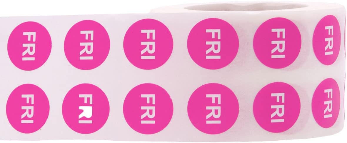 Red Circle Wednesday Stickers – 1/2 Inch Round Adhesive Labels, 1000 Total Stickers Per Roll for Inventory, Food Rotation, Organization, and Retail – Made in the USA
