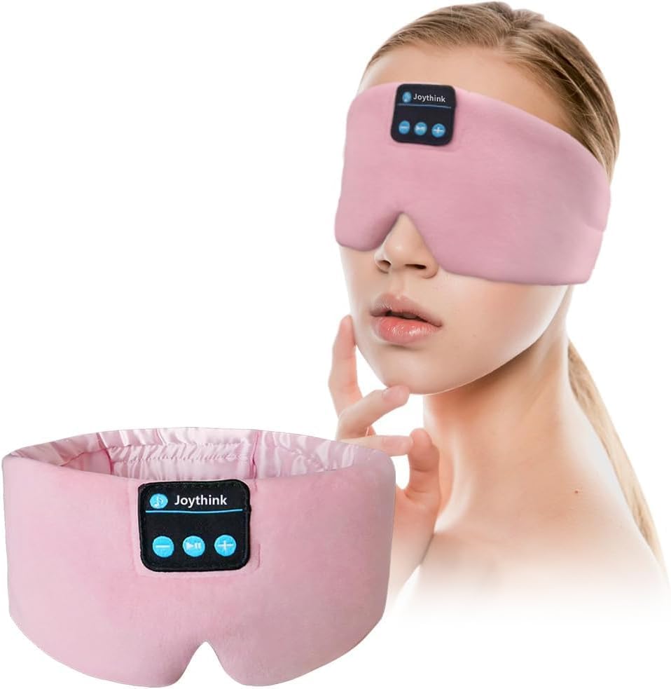 Joythink Sleep Headphones Bluetooth Sleep Mask Silk Headband Earphones Bluetooth Eye Mask for Sleeping On Side Blackout Soft Sleep Earphones Music Kids Children Eye Cover Purple
