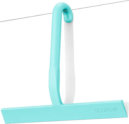 10 Inch Silicone Shower Squeegee for Glass Doors, Streak-Free, Black | No-Squeak Silicone Blade, Ergonomic Round Grip and Built-In Hook for Quick Daily Cleaning of Shower Glass, Tile and Windows