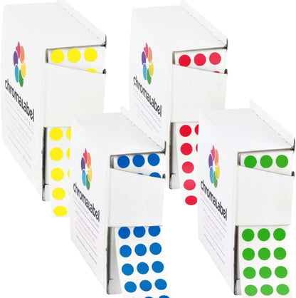 Dark Blue, Red & Yellow Dots, 1/4 Inch, 1000/Box Each Color | Writable Semi-Gloss Circle Labels in Dark Blue, Red and Yellow for Offices, Retail and Classrooms. Made in USA - Colors A