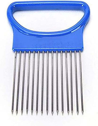 2Pcs Onion Holder Slicer, Stainless Steel | Onion Holder for Slicing, 10 Long Needles, Vegetable Chopper, Food Slicing, Multi-Purpose Cutter for Tomato Potato Lemon