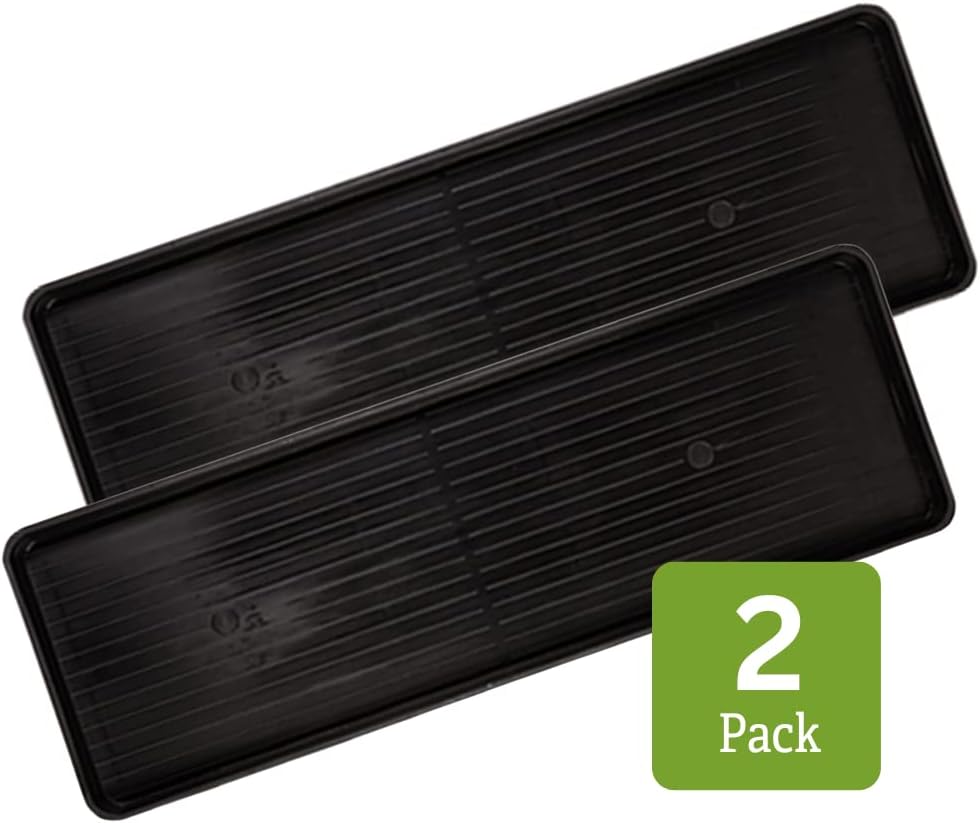 Gardeners Supply Company Large Boot Tray 2 Pack | Multi-Purpose All Weather Waterproof Indoor and Outdoor Shoes Mat Made with 100% Recycled Plastic | 46.5" L x 15.5" W and 2" Deep - Black