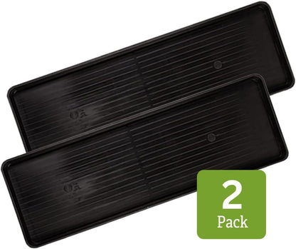 Gardeners Supply Company Large Boot Tray 2 Pack | Multi-Purpose All Weather Waterproof Indoor and Outdoor Shoes Mat Made with 100% Recycled Plastic | 46.5" L x 15.5" W and 2" Deep - Black