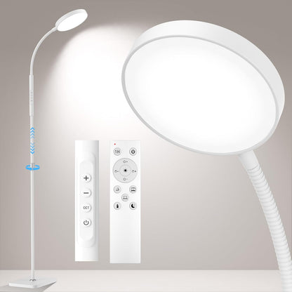 PACOVY Floor Lamp, Adjustable Height Floor Lamps for Living Room Bedroom, 120 LED Super Bright Standing Lamp Remote & Touch Control Dimmable Gooseneck Tall Stand Reading Lamp for Office Craft, Black