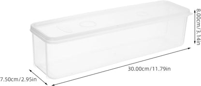 DECHOUS Long Plastic Food Storage Container with Lid for Scallions, Cilantro, Green Onions - Stackable, Airtight Clear Rectangular Food Container for Kitchen Fridge, 12x3.14x3 Inch