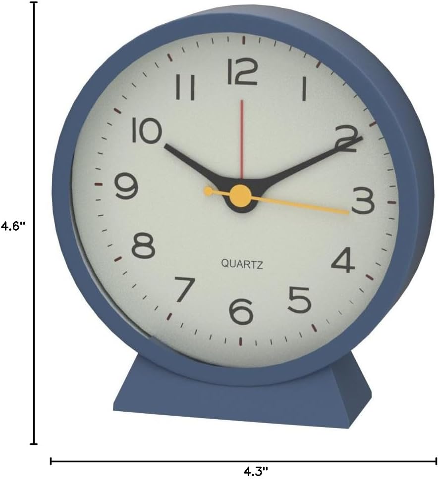 SHISEDECO Small Antique Retro Analog Alarm Clock, 4.5" Desk Clock, Pink | Small Silent Bedside Deskclock with Light Function, Non-Ticking Tableclock Decor for Living Room, Bedroom, Bedside, Shelf