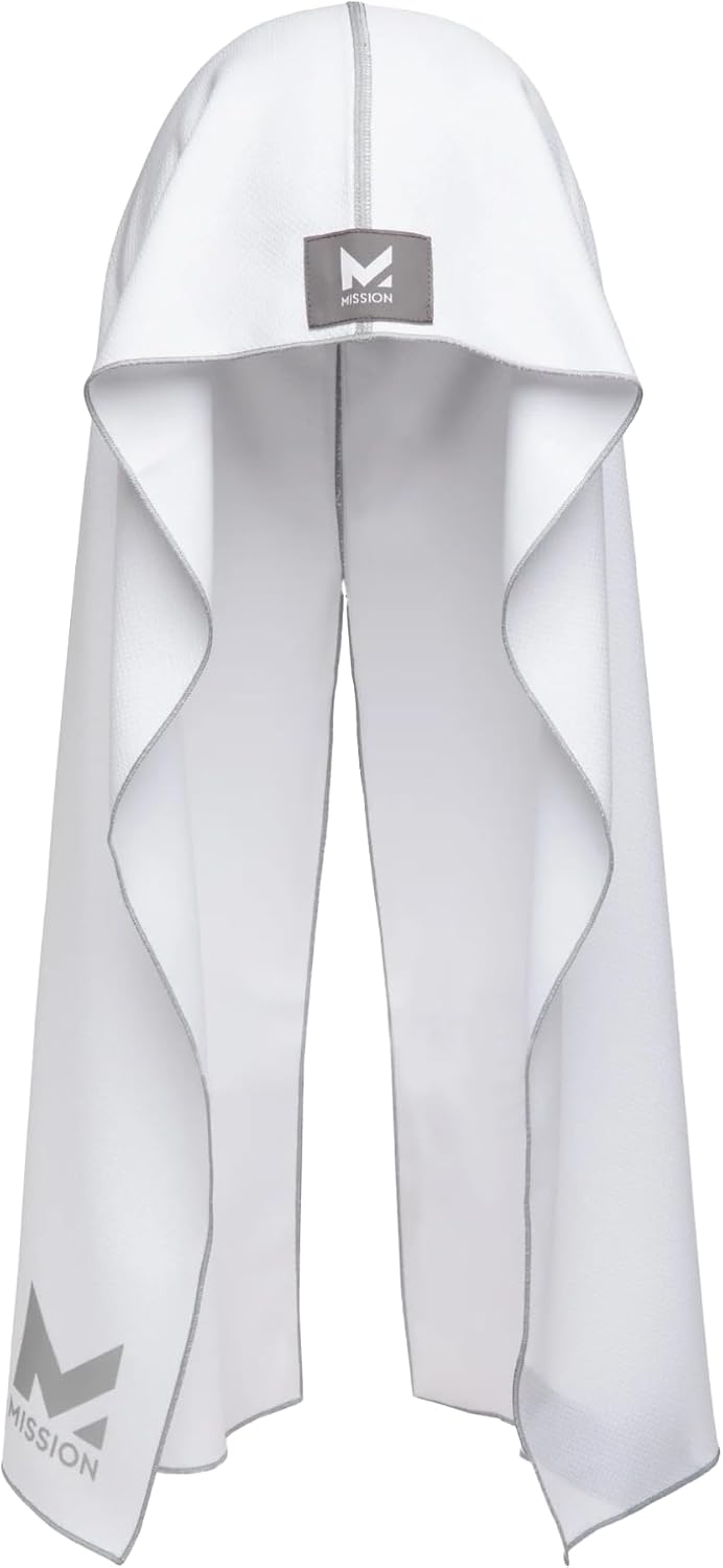 MISSION Cooling Hoodie Towel, Evaporative Cool Technology, Cools Instantly When Wet, UPF 50 Sun Protection, Contours Your Head to Stay in Place, Great for Sports, Fitness, Gym