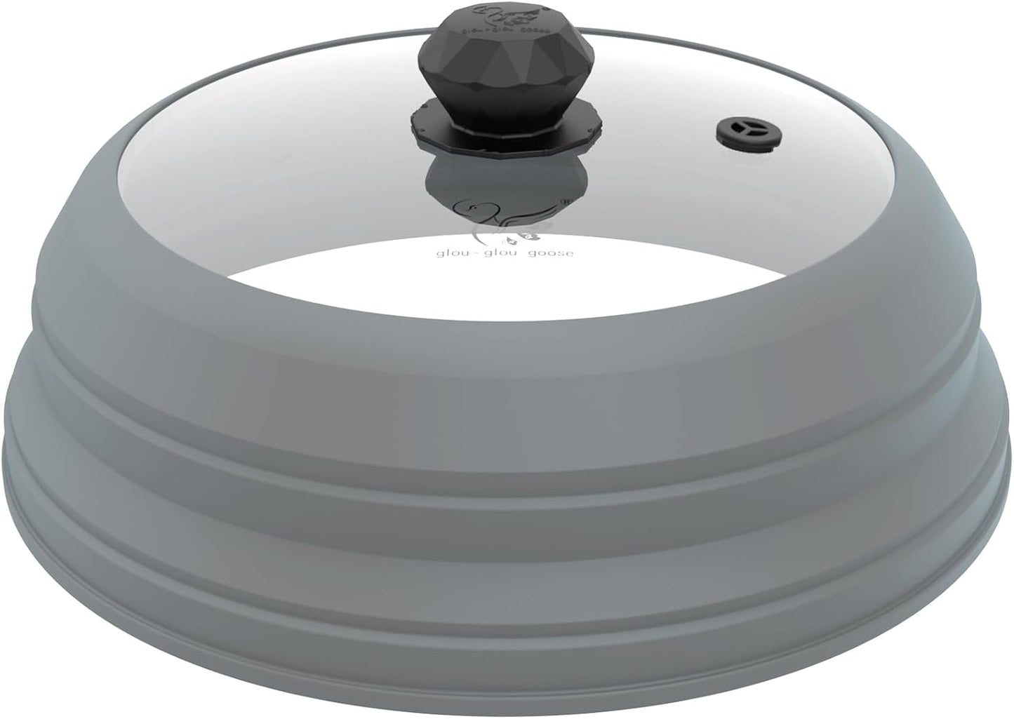 Microwave Splatter Cover Vented Glass Cover Splatter Guard Lid with Collapsible Silicone for Food as Pot Cover Plate Cover 10.8 inch for 6 7 8 9 10 inch Plate Bowl Light Grey