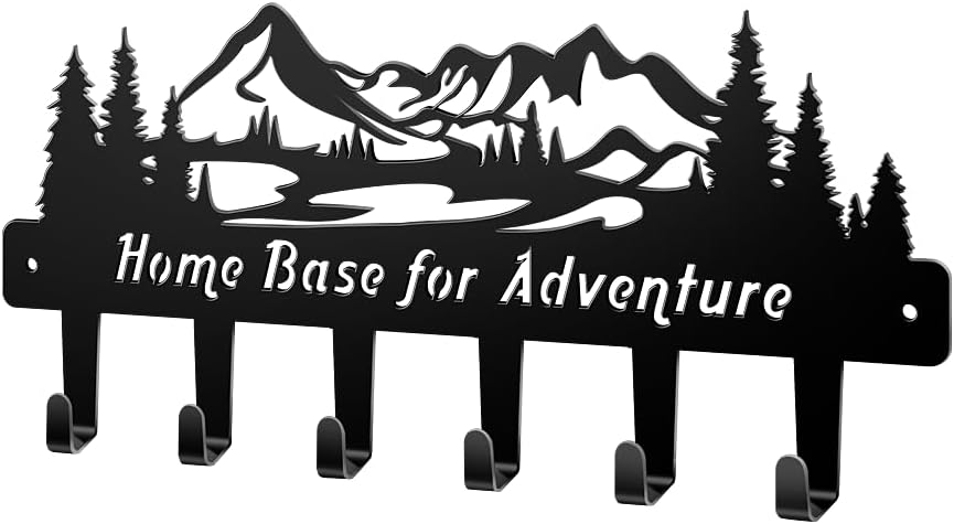 Dog Leash Holder for Wall, Extra Wide 6 Hook Key Rack with Pet Paw Print & Heart, Matte Black Rust-Proof Pet Organizer for Thick Leashes & Keys, Perfect for Mudroom & Entryway, Dog & Cat