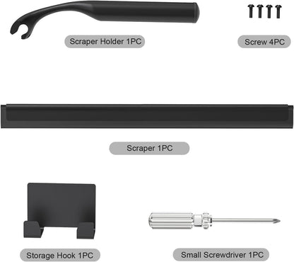 Shower Squeegee for Glass Doors, Stainless Steel Shower Squeegee for Bathroom, Window and Tiles, All-Purpose Squeegee with Adhesive Hook-10”, Chrome