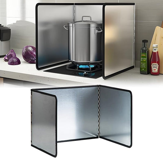 3 Sided Splatter Guard,Foldable Stainless Steel | Oil Splash Insulation Board,Nonstick Oil Splatter Guard Stove Insulation Board(L: 15" x W: 11.4" x H: 12")