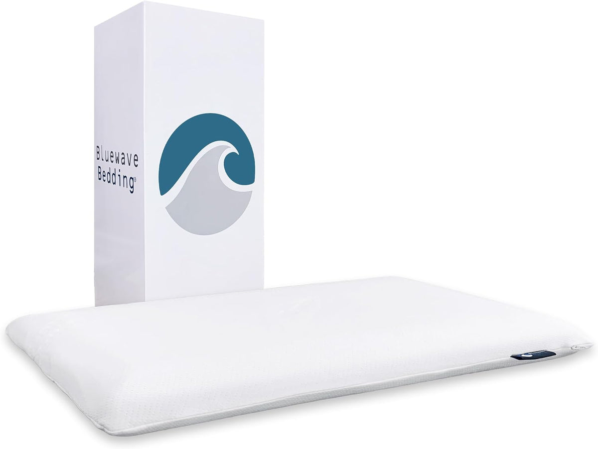 Bluewave Bedding Ultra Slim Gel Memory Foam Pillow for Stomach and Back Sleepers - Thin, Flat Design for Cervical Neck Alignment and Deeper Sleep (2.75-Inches Height, Standard Size)