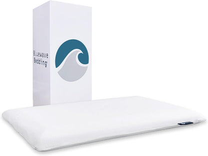 Bluewave Bedding Ultra Slim Gel Memory Foam Pillow for Stomach and Back Sleepers - Thin, Flat Design for Cervical Neck Alignment and Deeper Sleep (2.75-Inches Height, Standard Size)