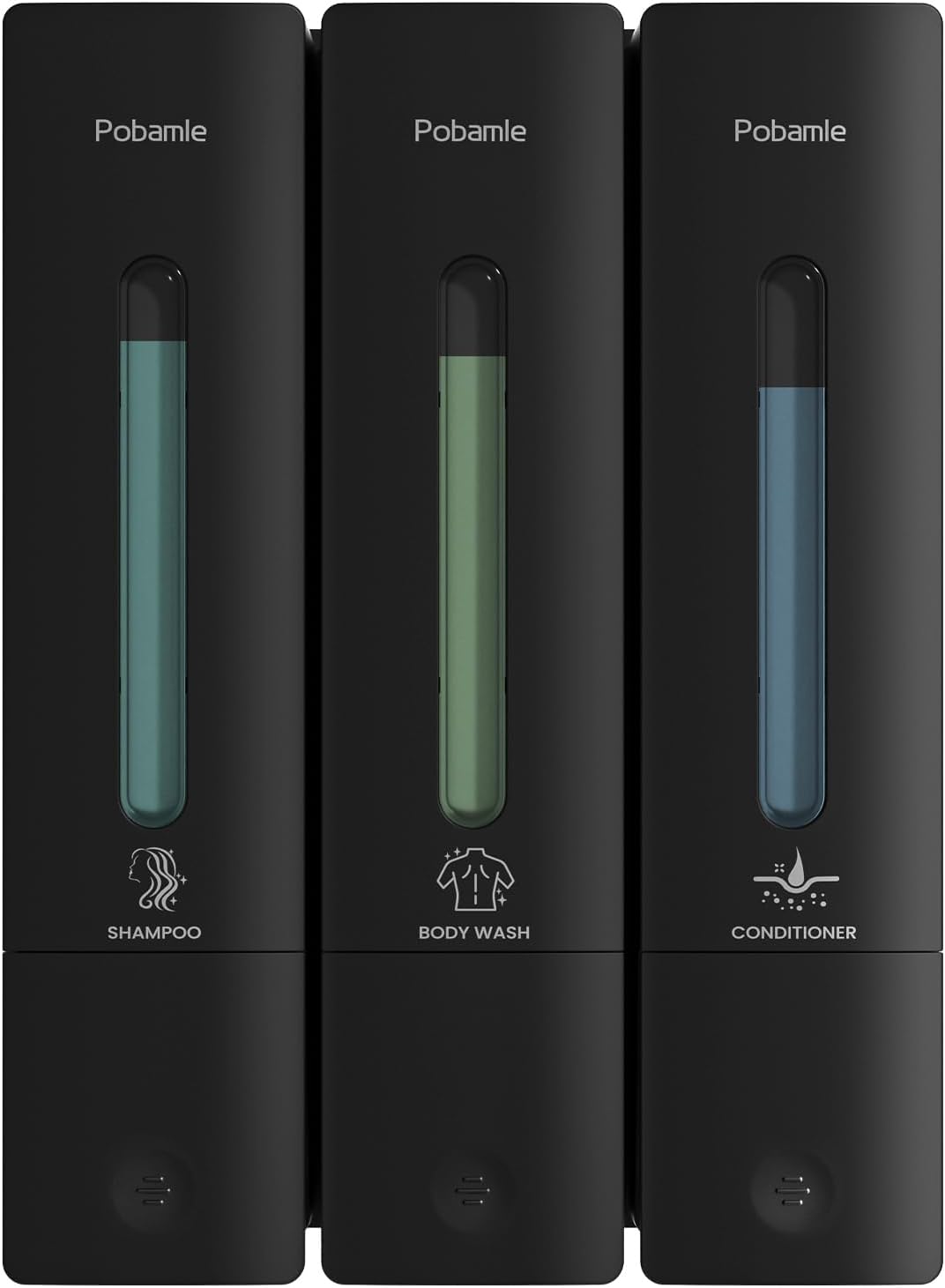 Shampoo and Conditioner Dispenser - Shower Soap Dispenser Wall Mounted No Drill - Shampoo Conditioner Body Wash Dispenser 3 Chamber - Easy Install for Bathroom Hotel Black 1200ml