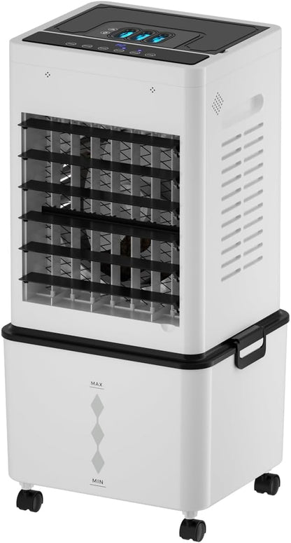 Evaporative Air Cooler, 3-in-1 Portable AC Tower Fan Air Conditioner with 4 Modes & 3 Speeds, 24H Timer, Remote 60°Oscillating Tower Fan, Quiet Swamp Cooler, Tower AC for Bedroom Office, 36inch, Black
