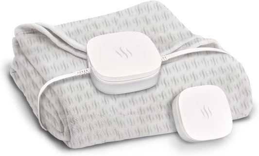Hidden Heat Electric Foot of the Bed Warmer by SpotWarm; Wireless RF Remote, Microplush Flannel Mattress Warmer for Heated Feet. Queen Bed - 60” by 24”